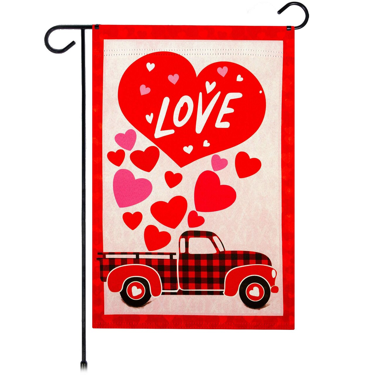 G128 Happy Valentine's Day Love Truck Garden Flag 12x18 In Double Sided Valentine's Day Yard Garden Lawn Decoration